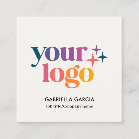 Off White QR Code Logo Vierkant Visitekaartje (Voorkant)