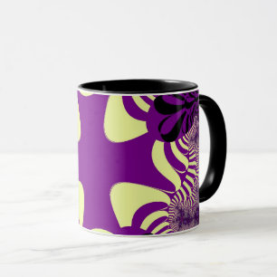 Off-Wit en Paarse Kruis Mok