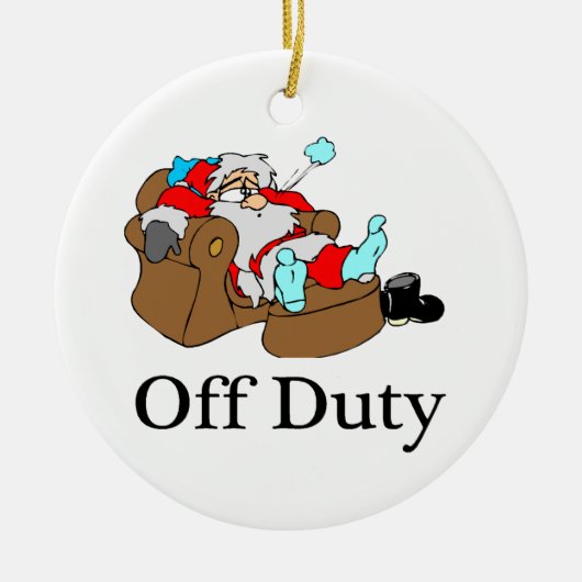 OffDuty Tired Santa Keramisch Ornament (Voorkant)