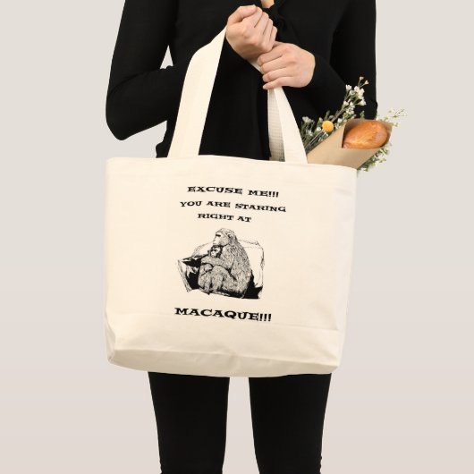 offensieve humor Funny Macaque aap Grote Tote Bag (Voorkant (product))