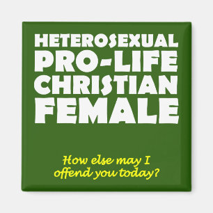 Offensieve pro-life vrouwelijke christelijke koelk magneet