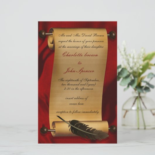 Offerte over Rustic Scroll Red Wedding (Staand voorkant)
