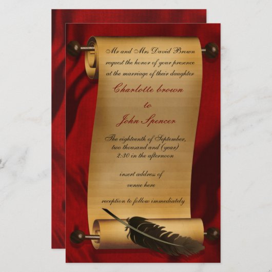 Offerte over Rustic Scroll Red Wedding (Voorkant / Achterkant)