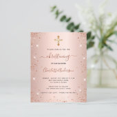 Offerte voor blinden roos glitter uitnodiging (Staand voorkant)