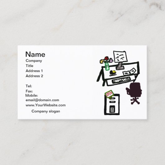 Office est OUVERT Computer Desk Carte de visite Se (Devant)