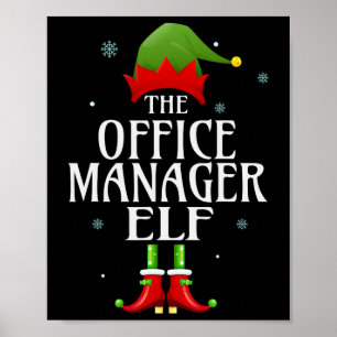 Office Manager Elf Xmas Matching Family Group CHRI Poster