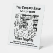 Office Supplies Counter Promotional Reclamebord Met Voetstuk (Voorkant)