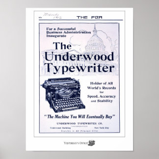 Office van gisteren The Underwood Typewriter Ad Poster