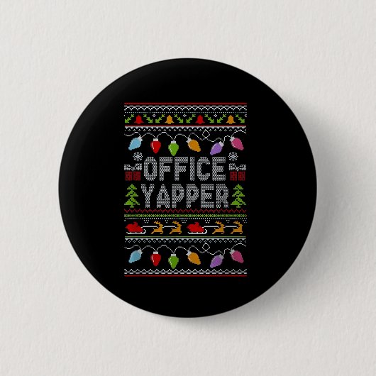 Office Yapper Ugly Sweater Christmas  Ronde Button 5,7 Cm (Voorkant)