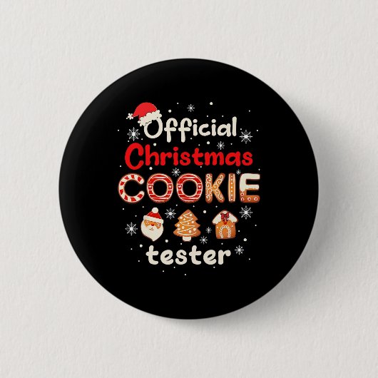 Official Christmas Cookie Tester Taster King Crew Ronde Button 5,7 Cm (Voorkant)