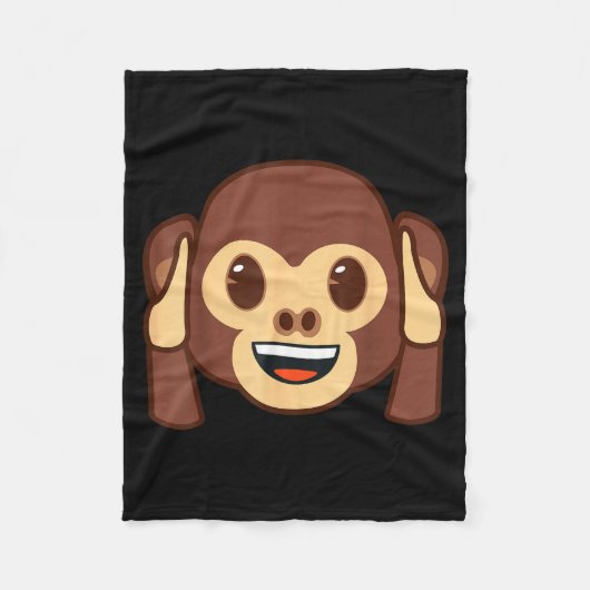 Official Emoji Monkey Holding Ears Yellow Smile Fa Fleece Deken (Voorkant)