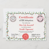 Official North Pole Elf Adoption Certificate  Kaart (Voorkant)