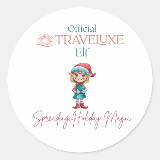 Official Traveluxe Elf Ronde Sticker (Voorkant)