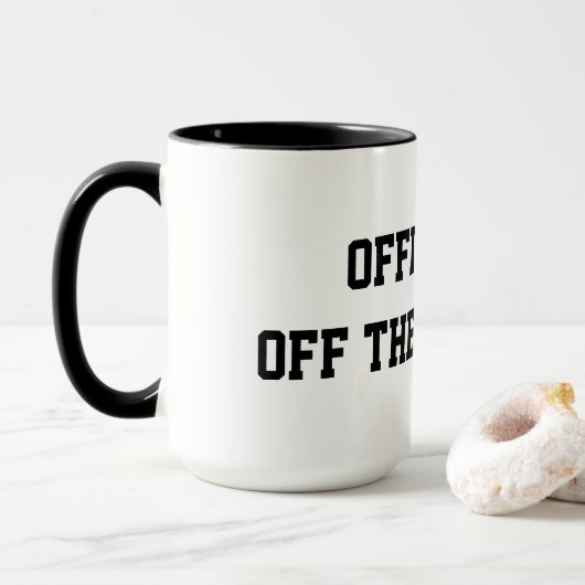 "Officially Off The Record" Court Reporter Coffee Mok (Met donut)