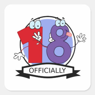 Officieel 18 zondagse banner vierkante sticker