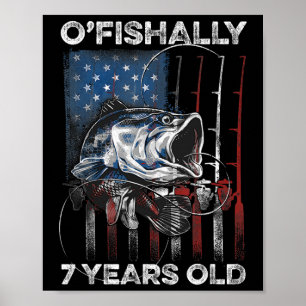 Officieel 7 jaar oud shirt 7e verjaardag vissen on poster