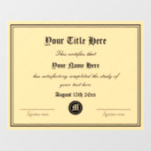 Officieel certificaat sjabloon op maat raamsticker (Vel)