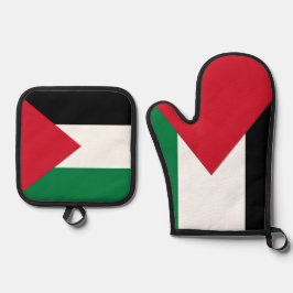 officieel de staatsvlag van Palestina Ovenwant & Pannenlap Set