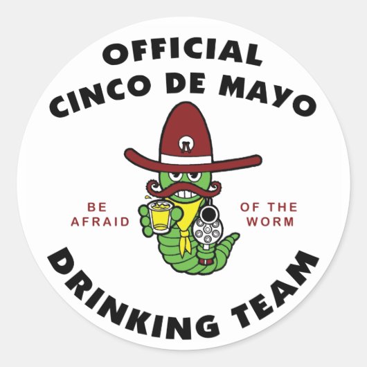 Officieel Drink team van Cinco de Mayo Ronde Sticker (Voorkant)
