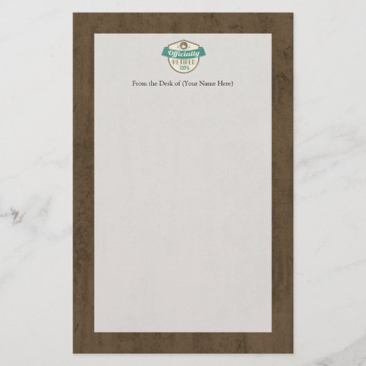 Officieel gepensioneerd, 100 %  pensioen briefpapier (Voorkant)