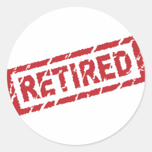 officieel gepensioneerd ronde sticker