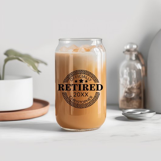 Officieel Gepensioneerde Douanenaam & Datum Grieks Blikvorm Glas