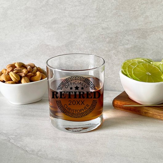 Officieel Gepensioneerde Douanenaam & Datum Grieks Whisky Glas