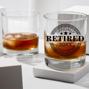 Officieel Gepensioneerde Douanenaam & Datum Grieks Whisky Glas