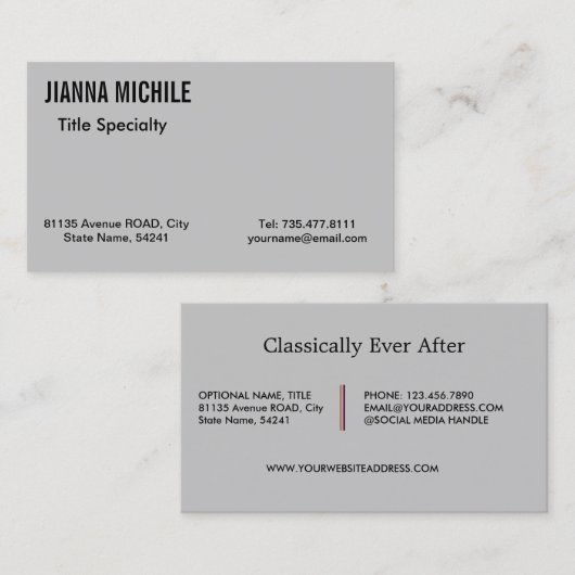 Officieel grijs visitekaartje (Voorkant / Achterkant)