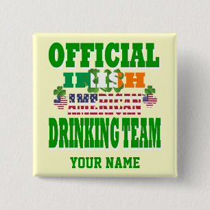 Officieel Iers-Amerikaans drink team Vierkante Button 5,1 Cm