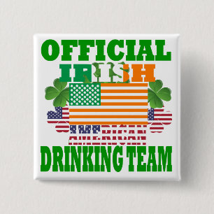 Officieel Iers-Amerikaans drink team Vierkante Button 5,1 Cm