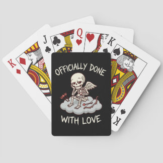 Officieel klaar met liefdes skelet Cupido ontwerp Pokerkaarten