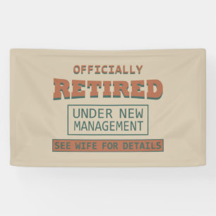 officieel met pensioen gegaan onder nieuw beheer spandoek