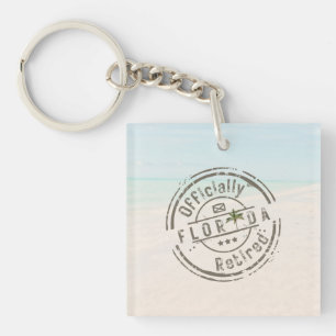 Officieel met pensioen in Florida Tropisch Strand Sleutelhanger