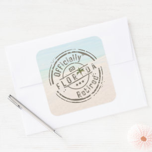 Officieel met pensioen in Florida Tropisch Strand Vierkante Sticker
