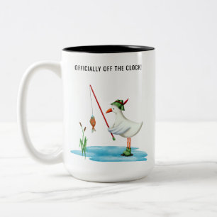 Officieel Vrij Van Dienst Grappige Meeuw Vissen Tweekleurige Koffiemok