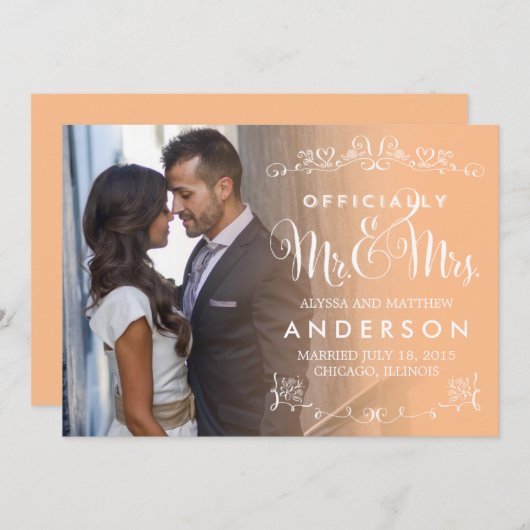 Officiële aankondiging huwelijk - Peach (Voorkant / Achterkant)