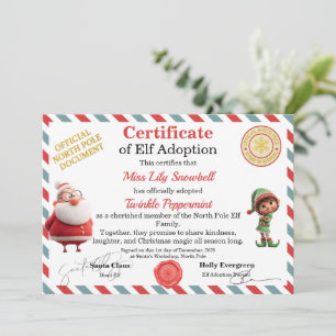 Officiële Adoptiecertificaat voor Elf van de Noord Kaart