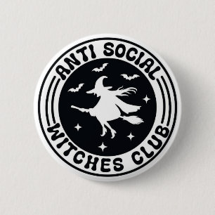 Officiële Anti-Sociaal Heksen Club Badge Ronde Button 5,7 Cm