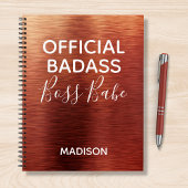 Officiële badass Boss Babe Metallic Copper Name Notitieboek