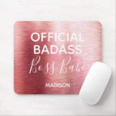 Officiële badass Boss Babe Metallic Roos Gold Name Muismat (Met muis)