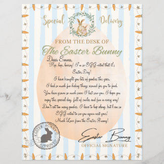 Officiële brief van de paashaas (blauw)