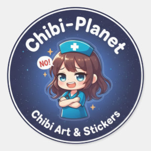 Officiële Chibi-Planet-logo: Sassy-verpleegsticke Ronde Sticker