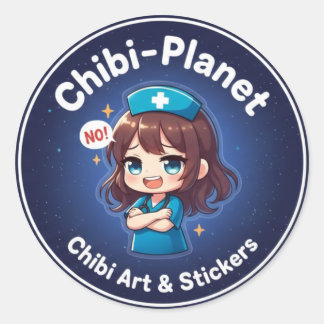 Officiële Chibi-Planet-logo:  Sassy-verpleegsticke Ronde Sticker