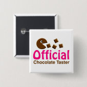 Officiële chocoladetaster vierkante button 5,1 cm (Voorkant /achterkant)