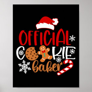 Officiële cookie bakker sneeuwvlokken santa kerst poster