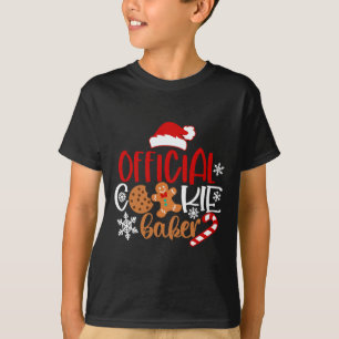 Officiële cookie bakker sneeuwvlokken santa kerst t-shirt