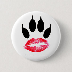 Officiële Cougar Lipstick-Pawprint I.D. Knoop Ronde Button 5,7 Cm