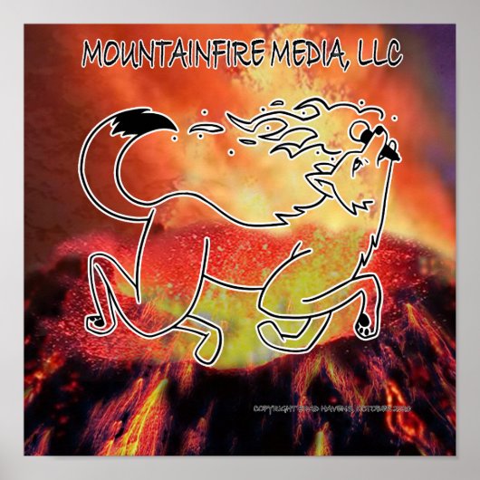 Officiële Coyote-leaping over vulkaanontwerp Poster (Voorkant)