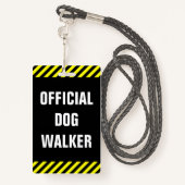 "OFFICIËLE DOG WALKER"; Zwart, gele stripes Badge (Achterkant met draagriem)